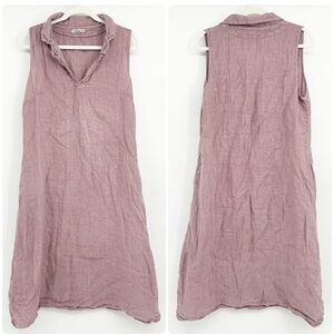 Valentina Naldi Women Mauve 100% Linen Lagenlook Italian Trapeze Dress Size XS